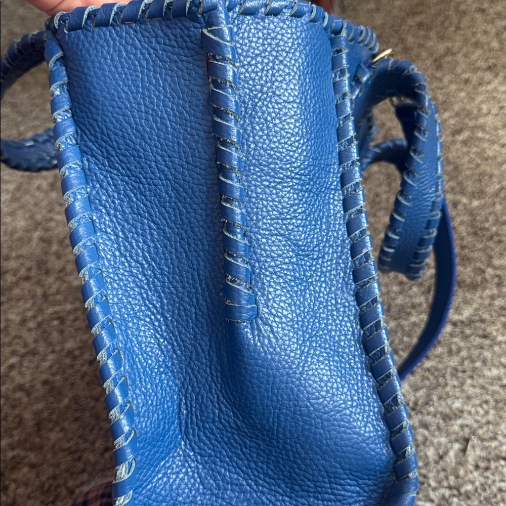 Gianni Chiarini Firenze Blue Pebbled Leather Satchel Crossbody Made in Italy - Picture 14 of 14